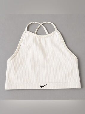 Nike Dri-FIT Ribbed Light Support Sports Bra Women’s Large White Strappy